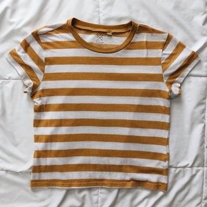 Yellow Striped Crop Top